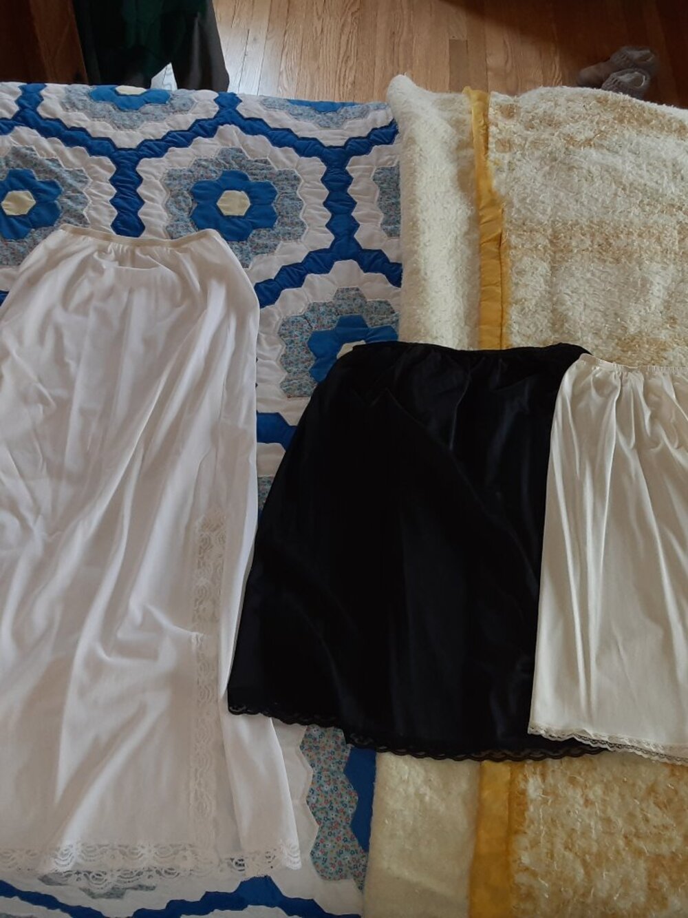 VINTAGE LOT OF 3 HALF SLIPS WHITE SHADOW LINE BLACK WARNERS CREAM VANITY FAIR